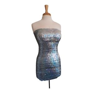 American Apparel Iridescent Sequin Disco Tube Mini Dress Sz XL/2XL